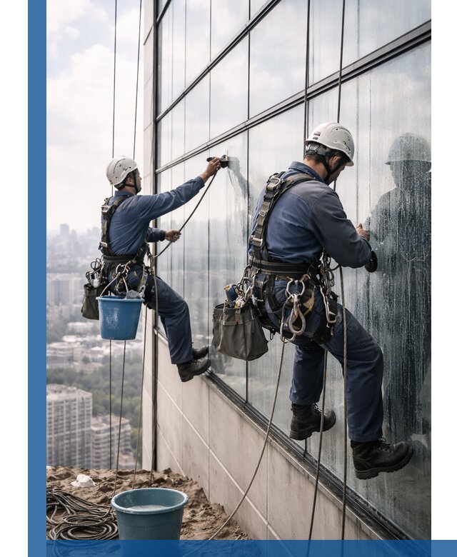 Профессиональная мойка фасадных окон альпинистами в Коврове