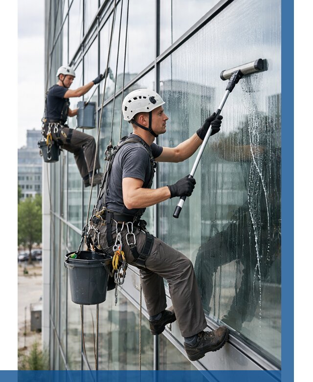 Мойка витражей альпинистами в Коврове от 716 р. под ключ|ВЫСОТНИК-Квр