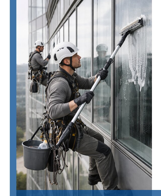 Высотная мойка сплошного остекления с выездом в Коврове