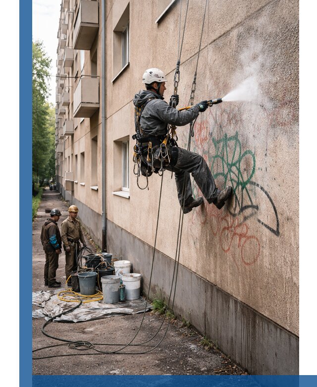 Удаление граффити с фасада в Коврове без следов и повреждений