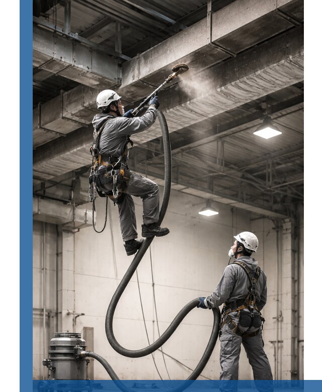 Обеспыливание потолочных конструкций в Коврове промышленным альпинизмом