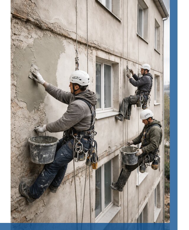 Ремонт штукатурного фасада в Коврове от 767 р. под ключ | ВЫСОТНИК-Квр