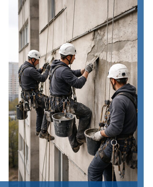 Ремонт бетонных элементов фасада в Коврове от 2558 р. | ВЫСОТНИК-Квр