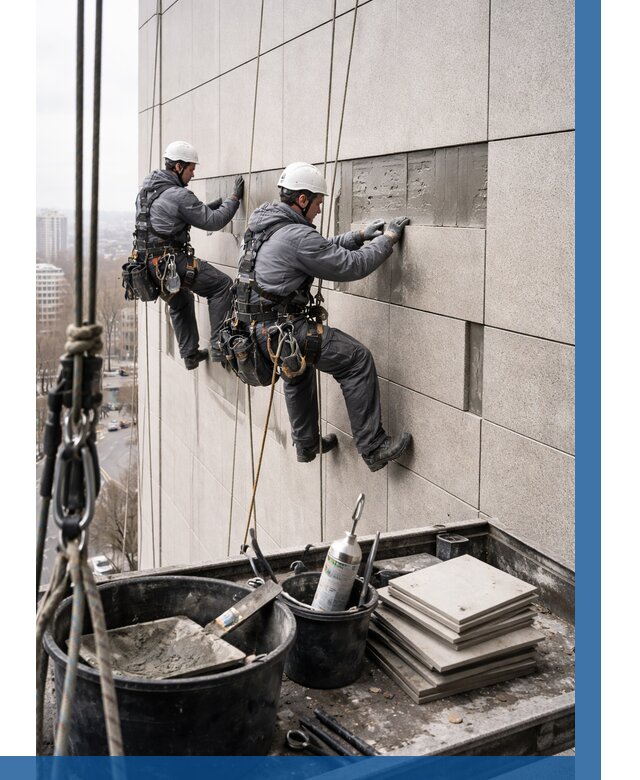 Ремонт фасада из керамогранита в Коврове от 2558 р. | ВЫСОТНИК-Квр