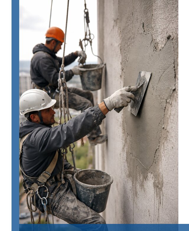 Штукатурка фасада на высоте в Коврове профессиональные работы