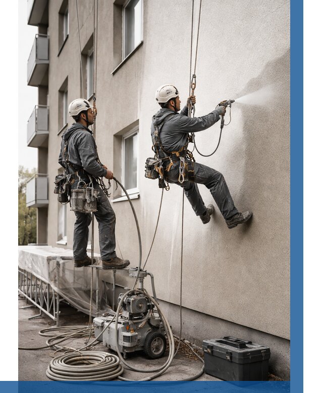 Безвоздушная покраска фасада в Коврове от 225 р/м² | ВЫСОТНИК-Квр