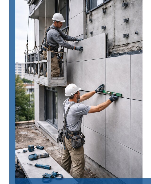 Монтаж керамогранита на фасад в Коврове под ключ с гарантией качества