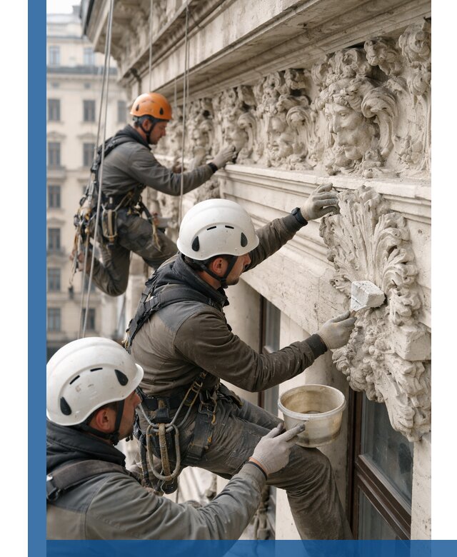 Реставрация фасадной лепнины с высотными работами в Коврове