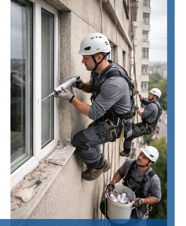 Герметизация оконных швов снаружи в Коврове от 1535 р. | ВЫСОТНИК-Квр