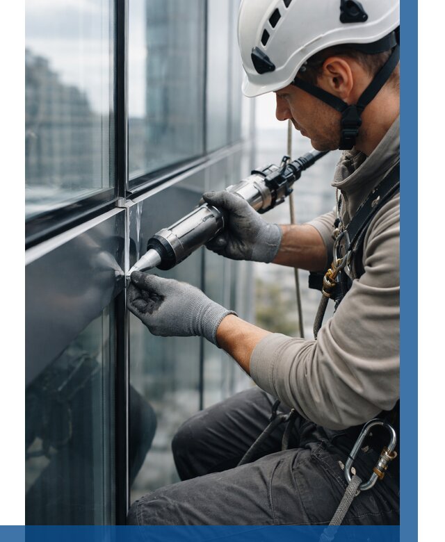 Герметизация стыков витража в Коврове от 1228 р. | ВЫСОТНИК-Квр