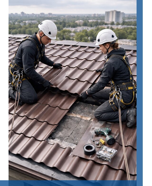 Ремонт металлочерепицы на крыше в Коврове от 921 р. | ВЫСОТНИК-Квр