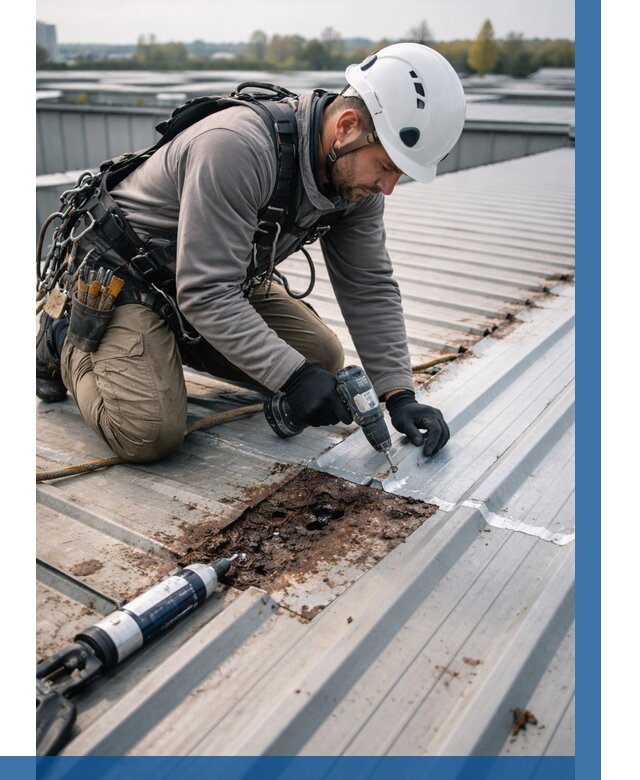 Ремонт профнастила на кровле в Коврове от 716 р. | ВЫСОТНИК-Квр