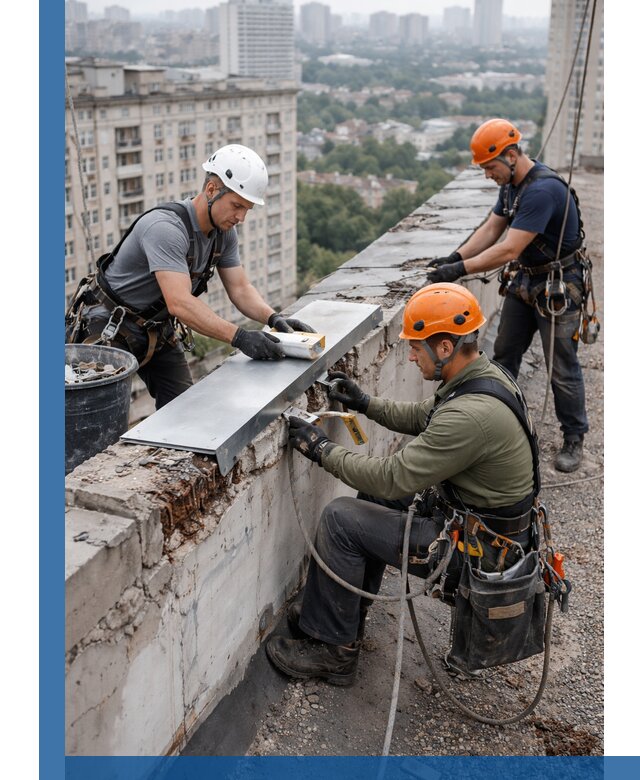 Ремонт парапета на кровле в Коврове, высотные работы с гарантией