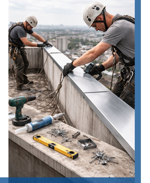 Монтаж парапетных крышек в Коврове от 819 р. | ВЫСОТНИК-Квр