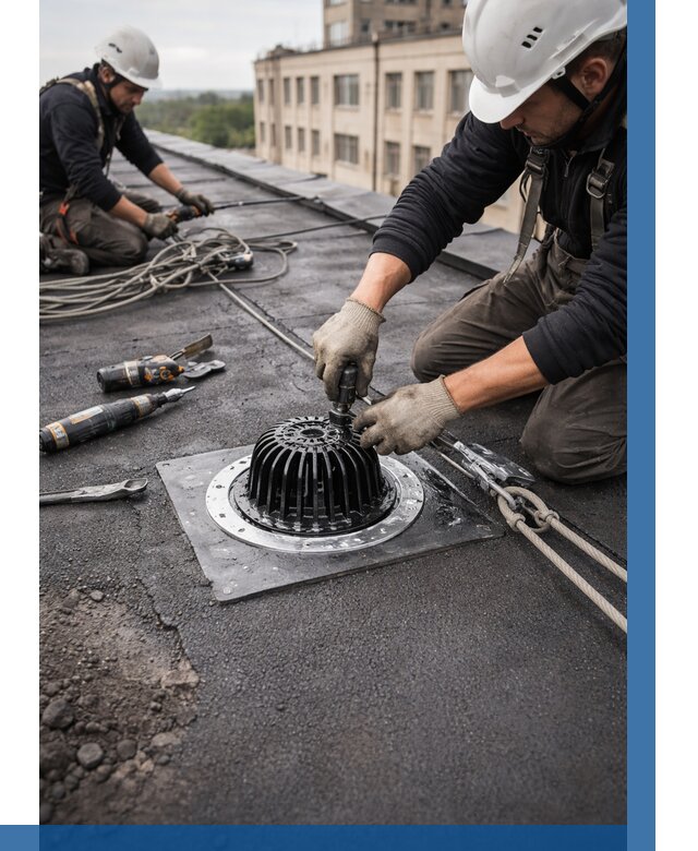 Установка водосточных воронок в Коврове цена от 3581 р. | ВЫСОТНИК-Квр