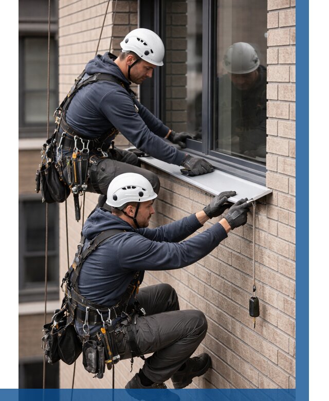 Монтаж оконных отливов под ключ в Коврове от 3581 р. | ВЫСОТНИК-Квр