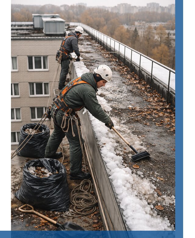 Очистка кровли по периметру в Коврове от 563 р. | ВЫСОТНИК-Квр