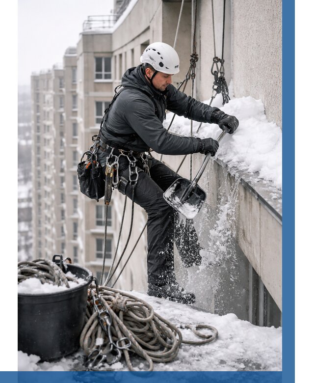 Очистка карнизов от снега в Коврове от 307 р. | ВЫСОТНИК-Квр