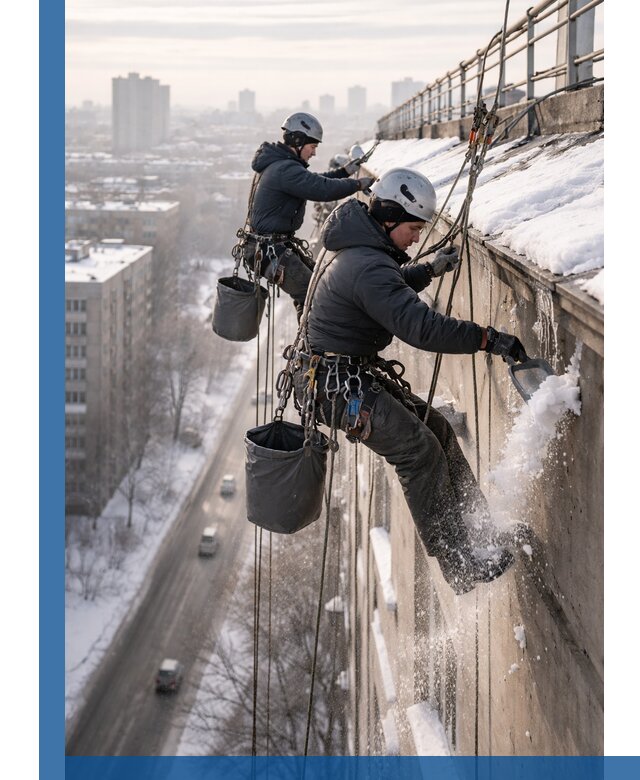 Очистка карнизов от снега в Коврове профессионально и безопасно