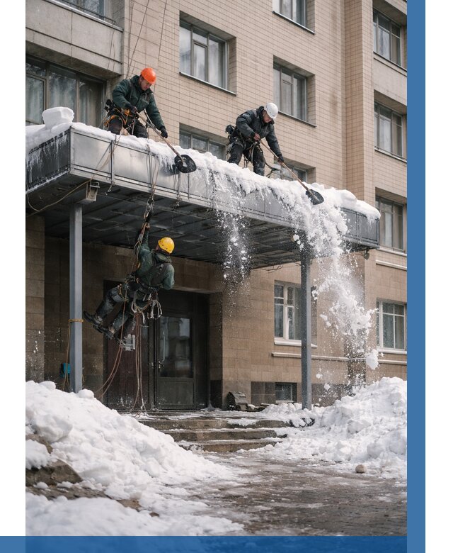 Очистка козырьков от снега в Коврове от 3581 р. | ВЫСОТНИК-Квр