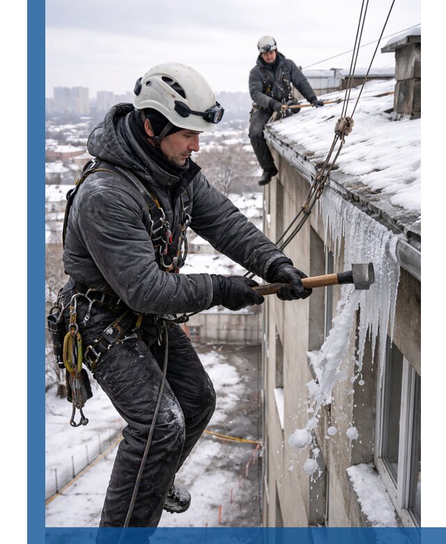 Сбивание и удаление сосулек с крыши в Коврове безопасно