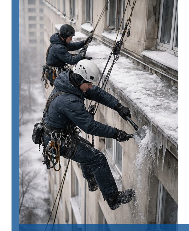 Удаление наледи и сосулек с карнизов в Коврове профессионально