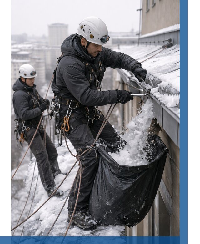 Аварийная очистка крыши в Коврове под ключ от 307 р. | ВЫСОТНИК-Квр