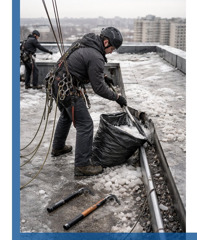 Аварийная очистка кровли в Коврове от промальпинистов