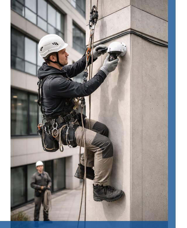 Монтаж камер видеонаблюдения на фасаде в Коврове от 8697 р.-ВЫСОТНИК-Квр