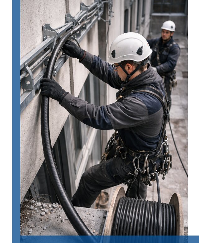 Протяжка кабеля питания на высоте в Коврове с гарантией безопасности и качества