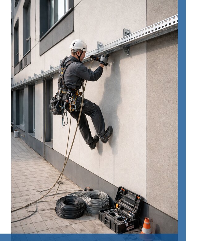 Монтаж кабельных лотков на фасаде в Коврове от 1228 р. | ВЫСОТНИК-Квр