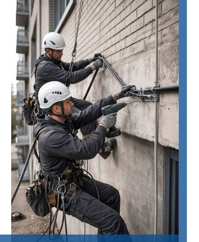 Крепление кабеля на фасаде в Коврове от 358 р. | ВЫСОТНИК-Квр