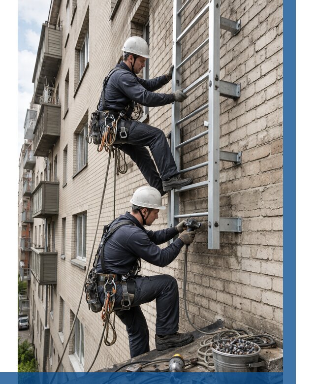 Монтаж пожарной лестницы в Коврове от 25580 р заказать у ВЫСОТНИК-Квр