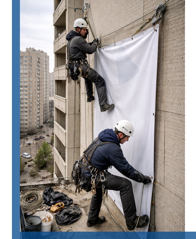 Профессиональный монтаж баннеров на фасаде в Коврове