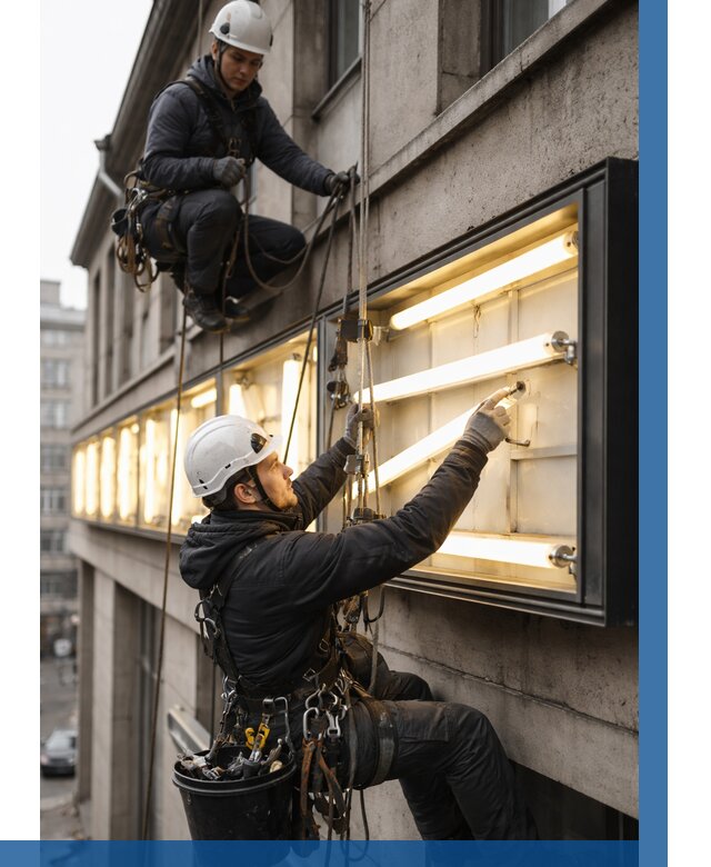 Замена ламп в вывеске в Коврове под ключ от 3581 р. | ВЫСОТНИК-Квр