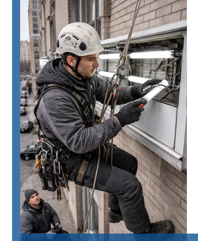 Профессиональная замена ламп в наружной вывеске в Коврове
