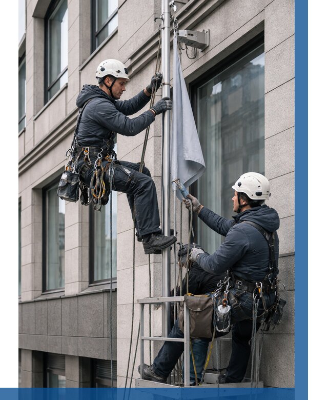 Установка флагов на фасаде в Коврове от 4604 р. | ВЫСОТНИК-Квр