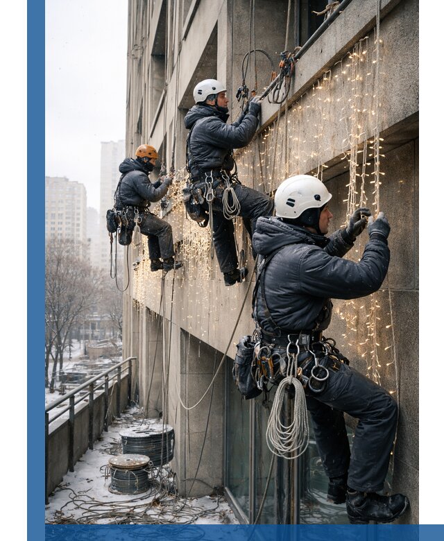 Монтаж новогодней иллюминации и украшение фасадов в Коврове