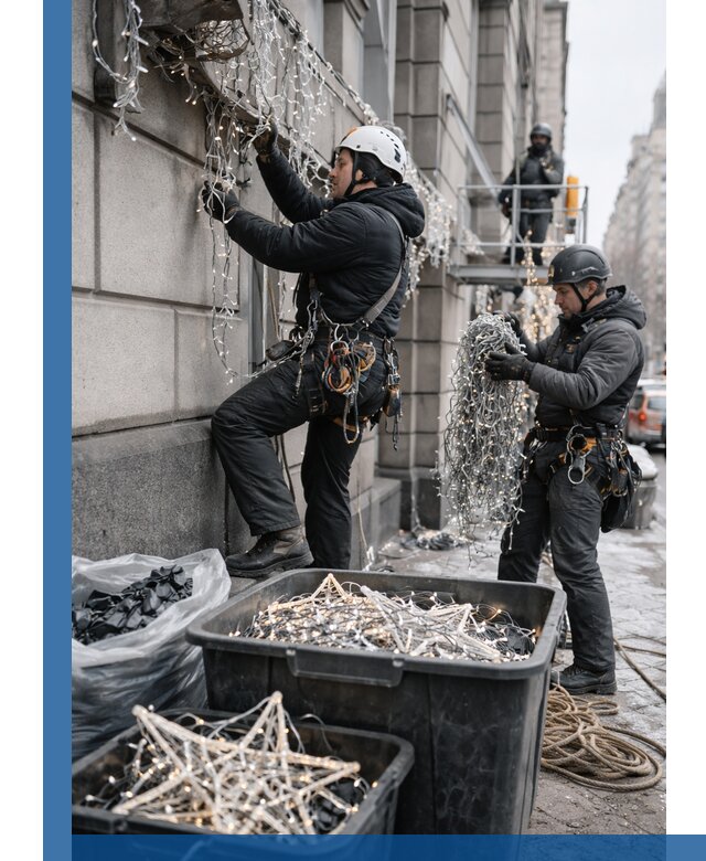 Демонтаж новогоднего оформления и гирлянд в Коврове