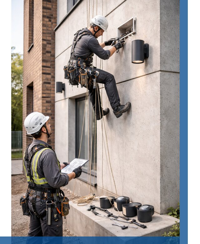 Монтаж фасадного освещения в Коврове от 2558 р. | ВЫСОТНИК-Квр