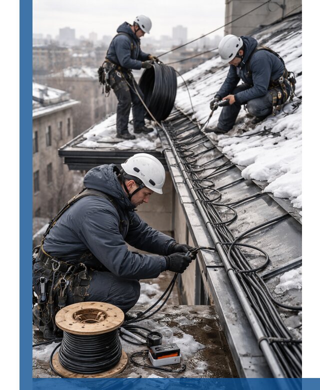 Монтаж греющего кабеля на кровле в Коврове под ключ