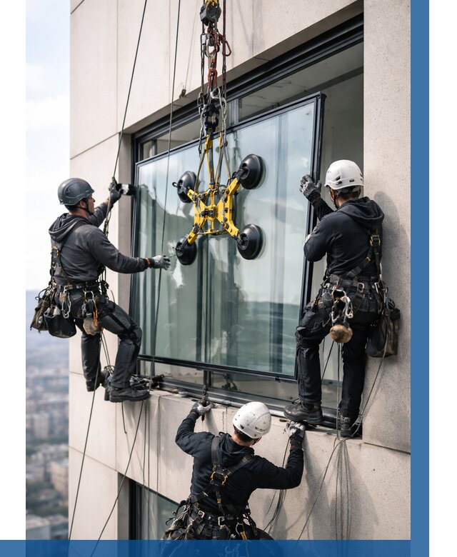 Монтаж стеклопакетов на высоте в Коврове от 3274 р. | ВЫСОТНИК-Квр