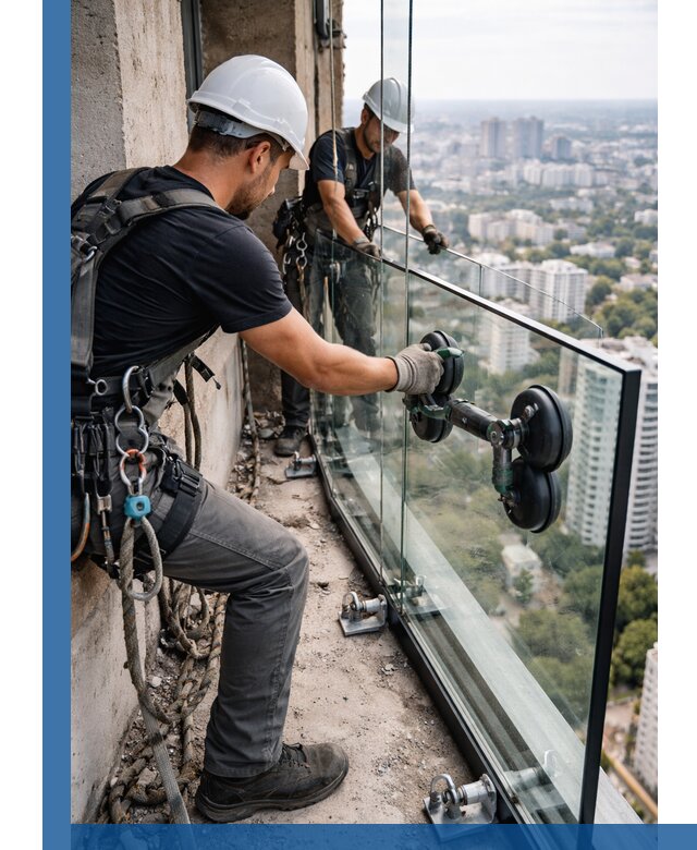 Монтаж стеклянных ограждений под ключ с гарантией в Коврове