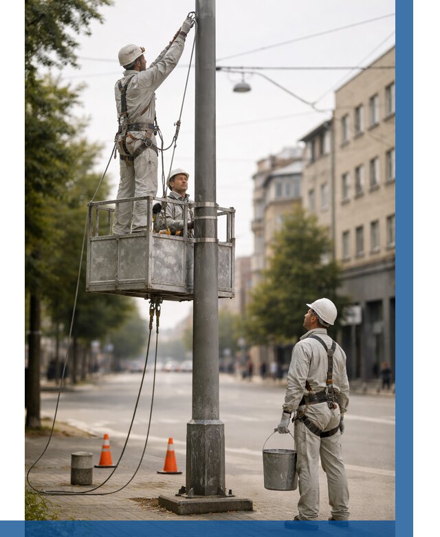 Покраска опор освещения в Коврове от 5116 р. | ВЫСОТНИК-Квр