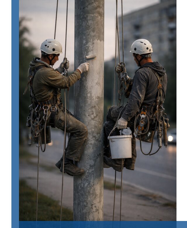 Покраска опор освещения и антикоррозийная защита в Коврове