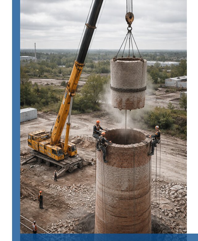 Демонтаж дымовой трубы в Коврове с гарантиями безопасности