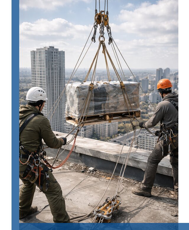 Подъем и монтаж крупногабаритных грузов на крышу в Коврове
