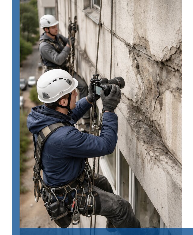 Фотофиксация дефектов фасада с высотной съемкой в Коврове