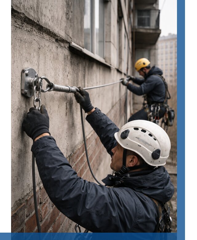 Монтаж анкерных линий в Коврове от 3070 р. | ВЫСОТНИК-Квр