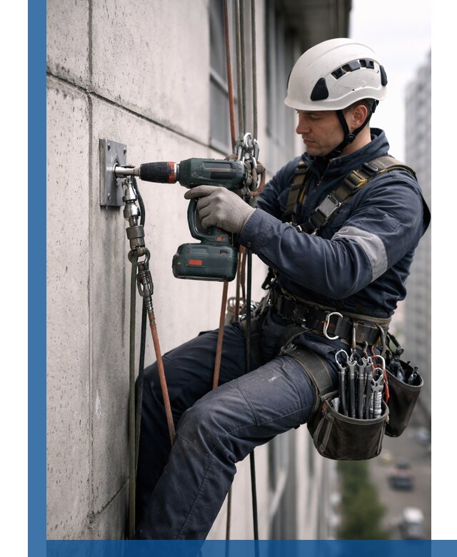 Установка анкерных точек для высотных работ в Коврове